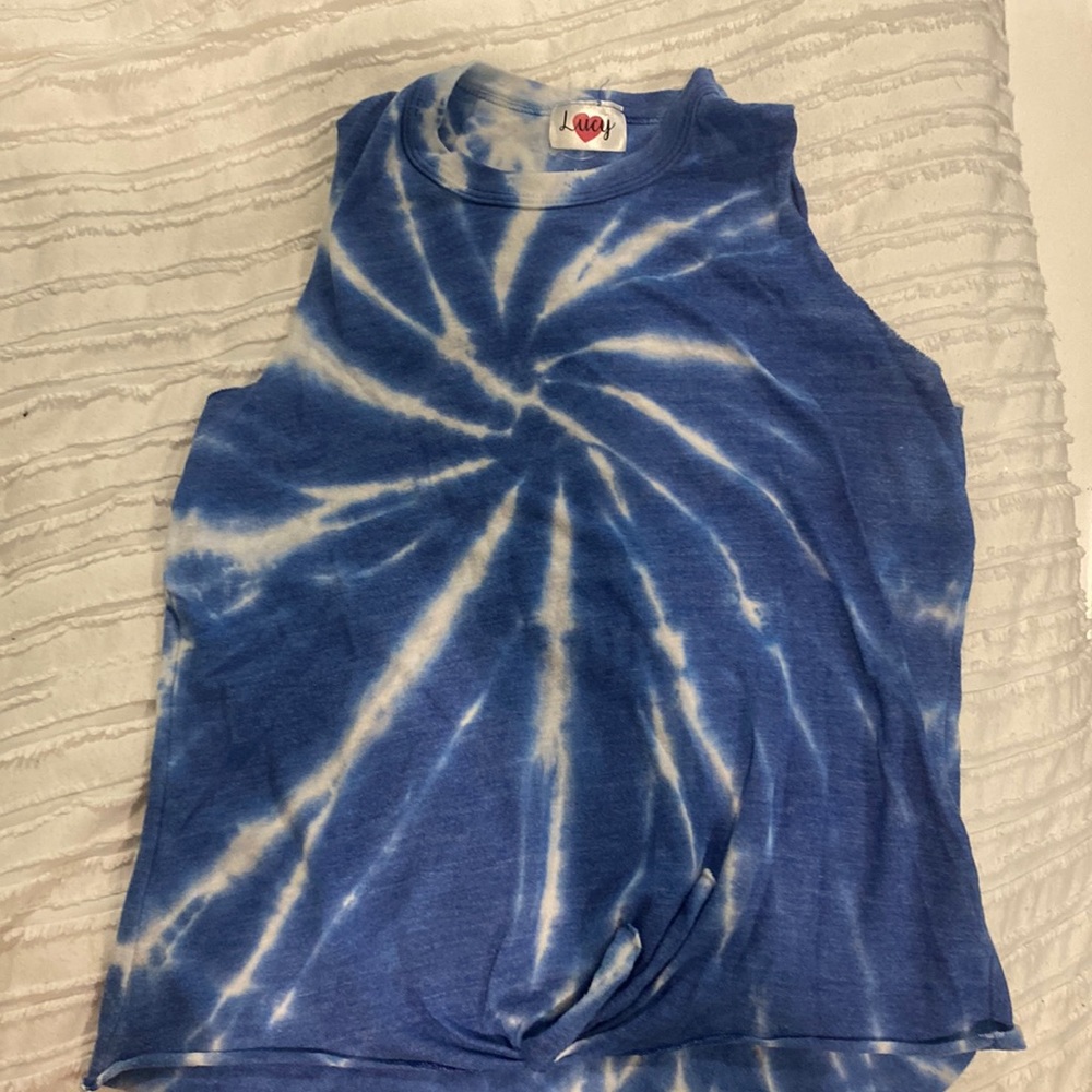 Lucy Blue and White Tie Tank